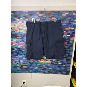 CSG Cargo Shorts Navy Blue Mens Size 38 Utility Pockets Drawstring Waist